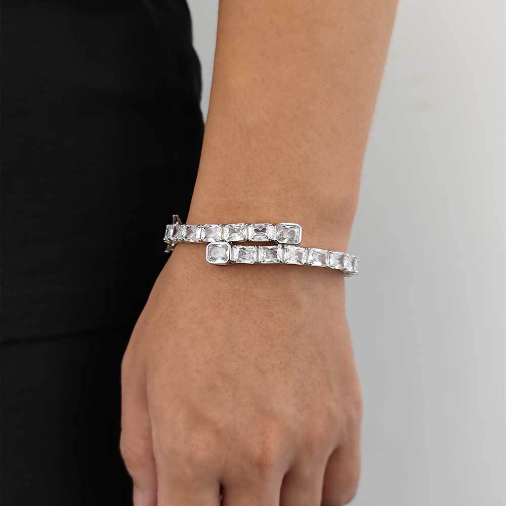 European Hip Hop Single Row Rectangular Zircon menns armbånd