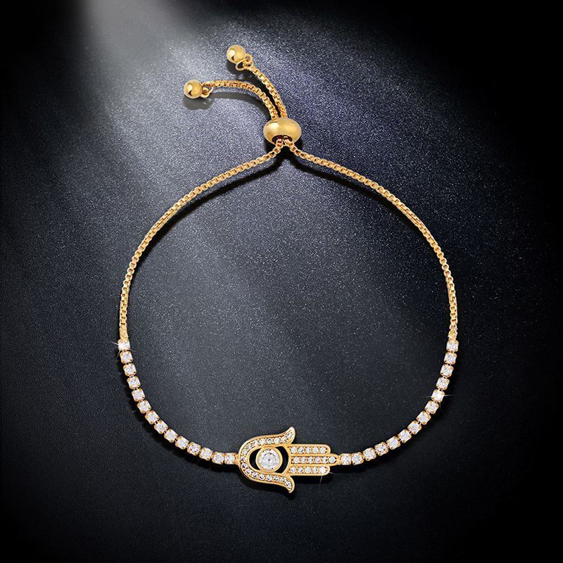 Bracelet de zircon à la main Fatima minimaliste