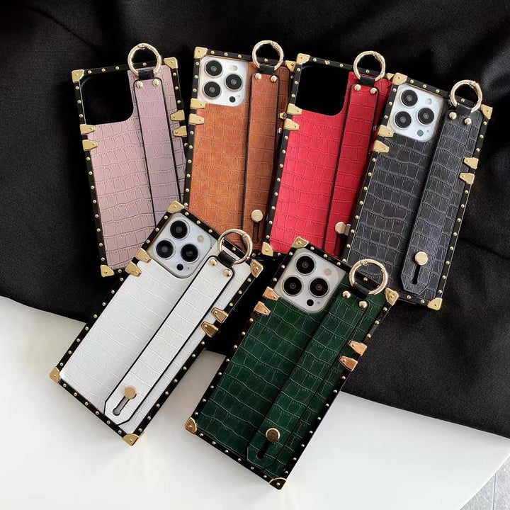Square Electroplated Wrist Strap Protective Sleeve Creative Phone Case