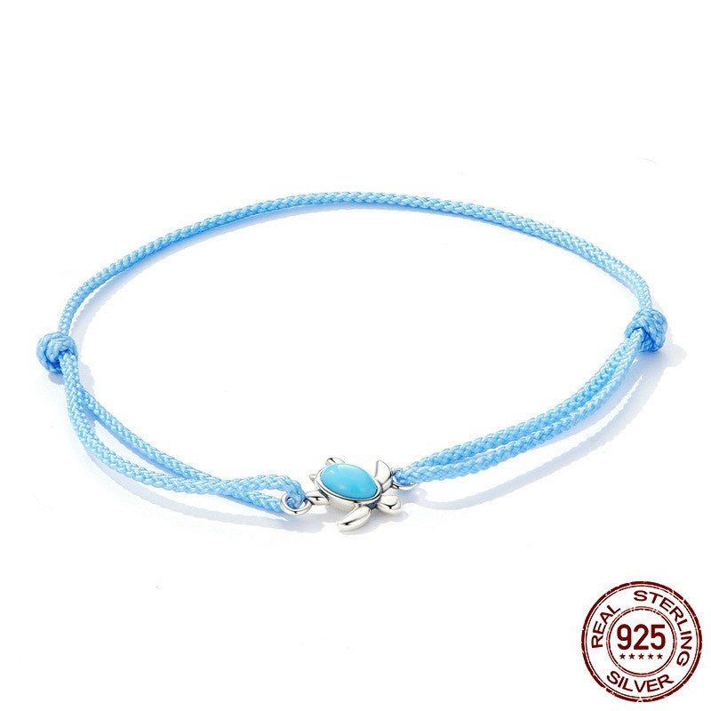 Sterling Silver S925 Blue Turtle Armband Simple