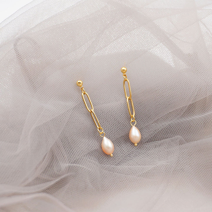 Pendientes de perlas de cadena simple vintage para mujeres