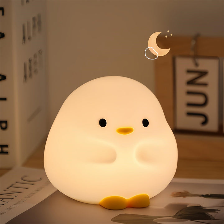 Niedliche Enten -LED -Nachtlampe Cartoon Silikon USB wiederaufladbar Schlaflicht Touchsensor Timing Schlafzimmer Nachtlampe für Kinder Geschenk Home Decor