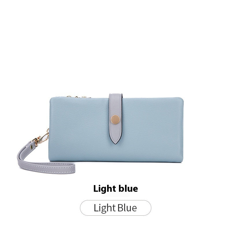 Color de contraste de la billetera de mujeres HASP Long Zipper Multifuncional Fashion Fashion Clutch