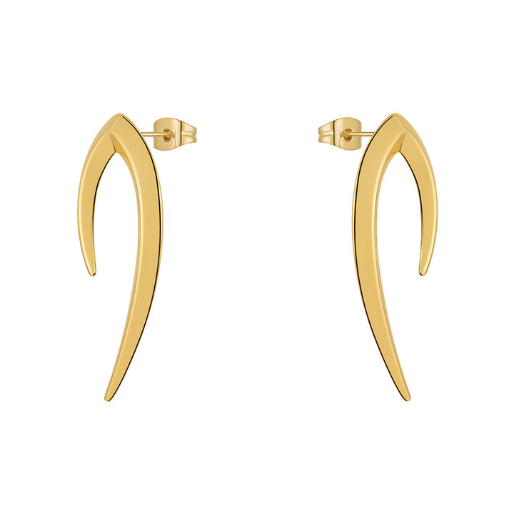 18K Gold Plating Brass Original Design Geometric Punk Sharp Cone Stud Earrings