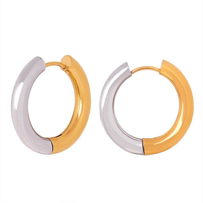 Boucles d'oreilles à anneaux ronds en acier titane simple