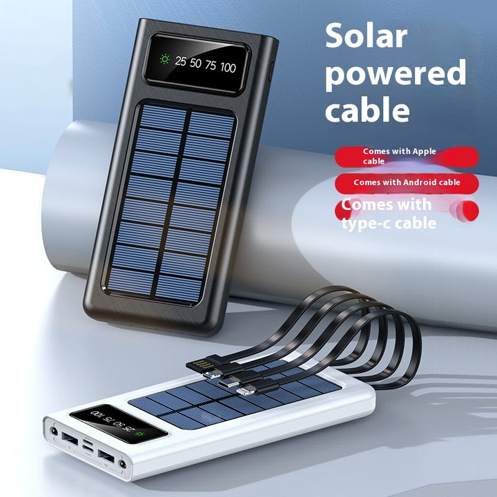 Con cable batería portátil de energía solar de cuatro hilos para teléfonos móviles