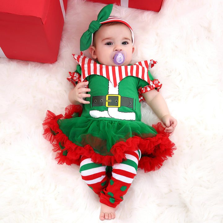Costum pentru bebeluși cu dungi de Crăciun