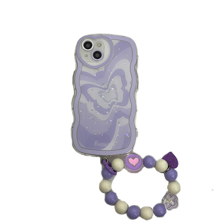Epoxy Purple Butterfly armbånd glitter myk skalltelefonveske