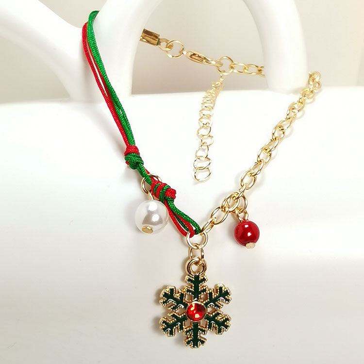 Ny jul snögubbe Santa Claus Tree Snowflake Elk Armband Christmas Gift Charm Armband Chain Pendant For Women New Year Fashion Gift