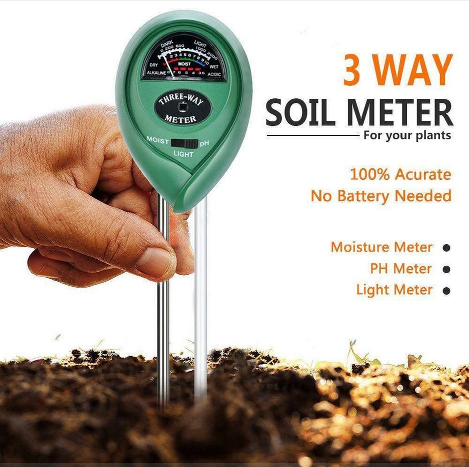 3 IN1 Tester de suelo Agua Ph Humedad de la luz Medidor de prueba de luz para la flor de las plantas de jardín