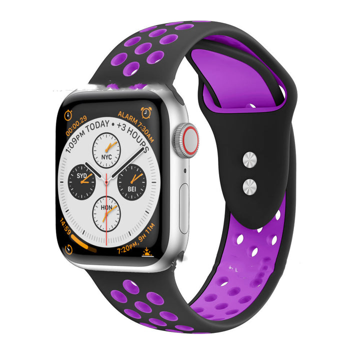 Two Tone Double Nails Round Hole Silicone Strap Sport Style