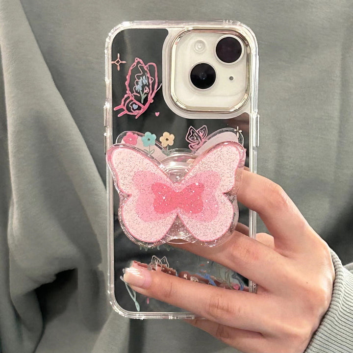 Mirror Graffiti Butterfly Bracket Silicone Phone Case
