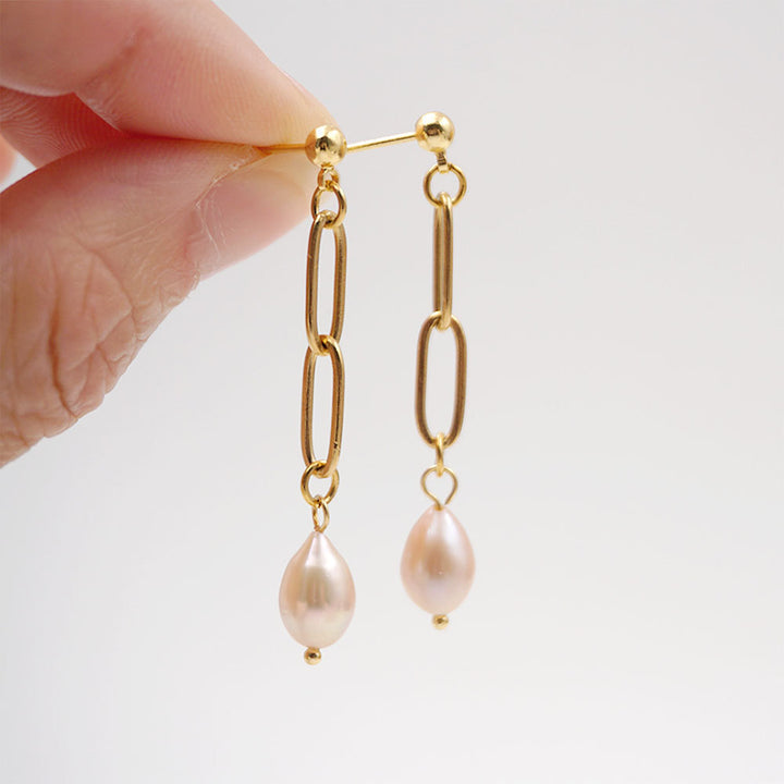 Vintage Simple Chain Pearl Earrings For Women
