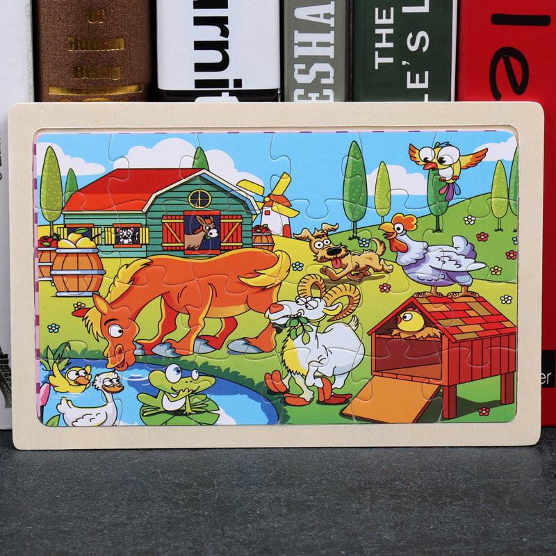 80 pcs jucării educaționale din lemn Dezvoltare educațională pentru copii pentru copii Jucării pentru copii puzzle pentru animale