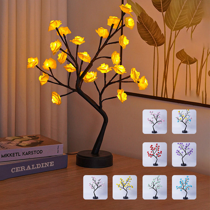 Tischlampe Blumenbaum Rosenlampen Feenschreibtisch Nachtleuchten USB Operierte Geschenke für Hochzeit Valentine Weihnachtsdekoration