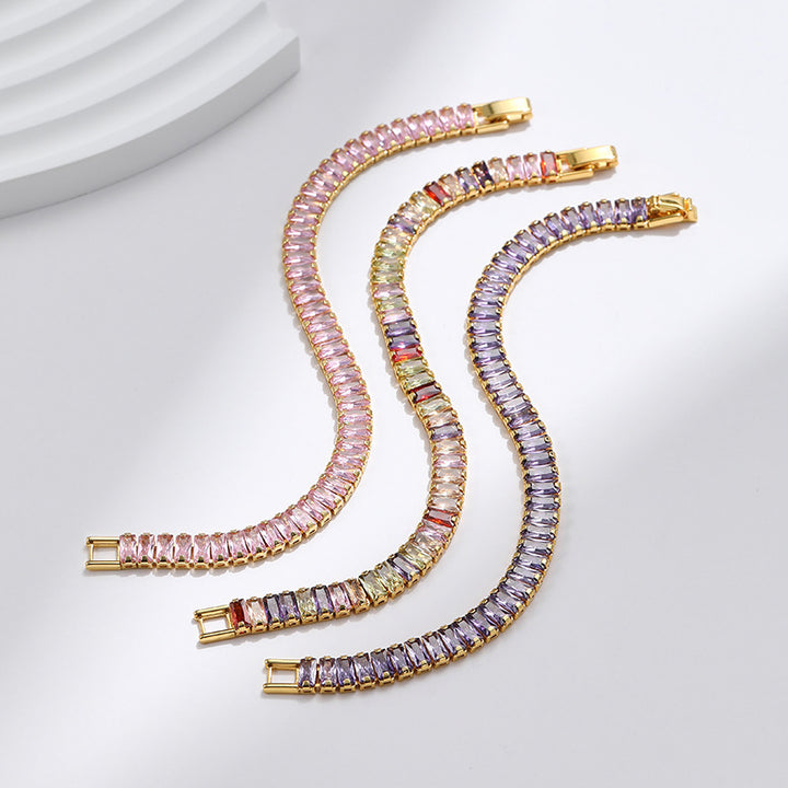 Real Gold Plating High-grade Color Zircon Exquisite Vintage Bracelet