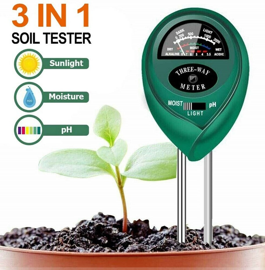 3 in1 Sol Tester Water PH umiditate Test de testare ușoară pentru flori de plante de grădină