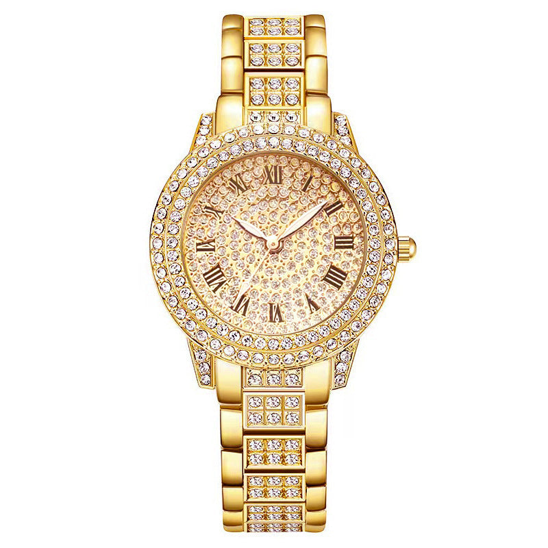 Diamond Fashion Diamond Roman Quart Watch Five Set