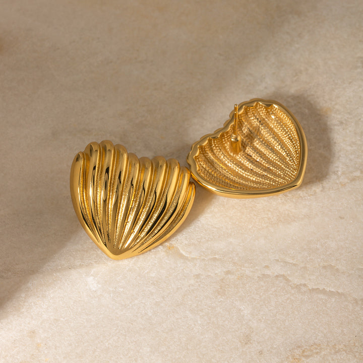 18K arany rozsdamentes acél csík szerelmes szív fülbevalók
