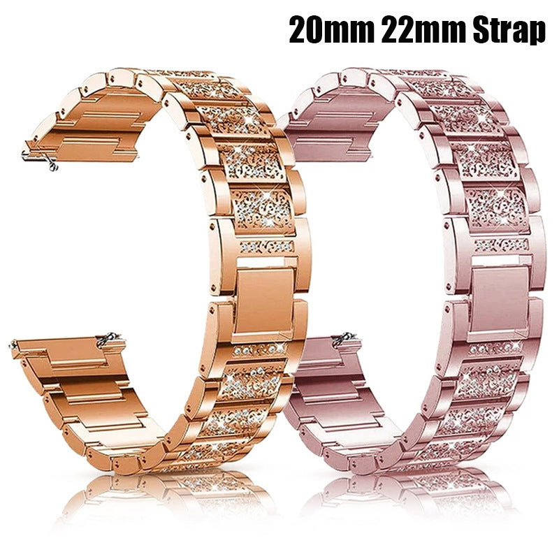 Three Beads Diamond Strap For Active 2 Watch4GT2 Metal Steel Belt