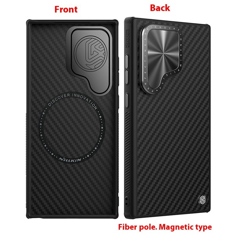 Vezelpaal Kevlar magnetische mobiele telefoon Lens Bracket Protective Case