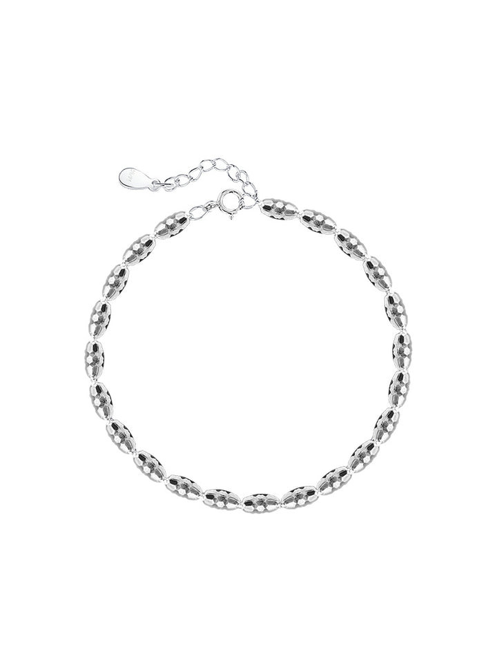 925 Sterling Silver Geometric Cut Rice Ball Bracelet