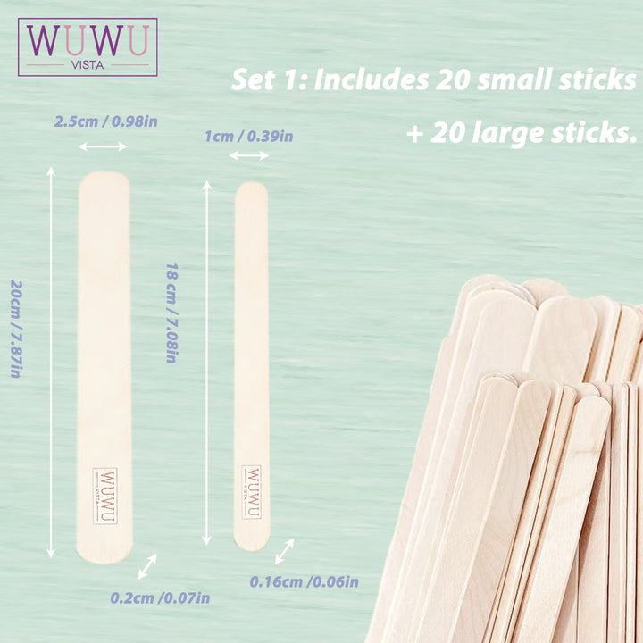 WUWUVISTA 60Pcs Disposable Wooden Hair Removal Stick Wooden Tongue Depressors Tattoo Waxing Spatula Stick For Beauty Tools