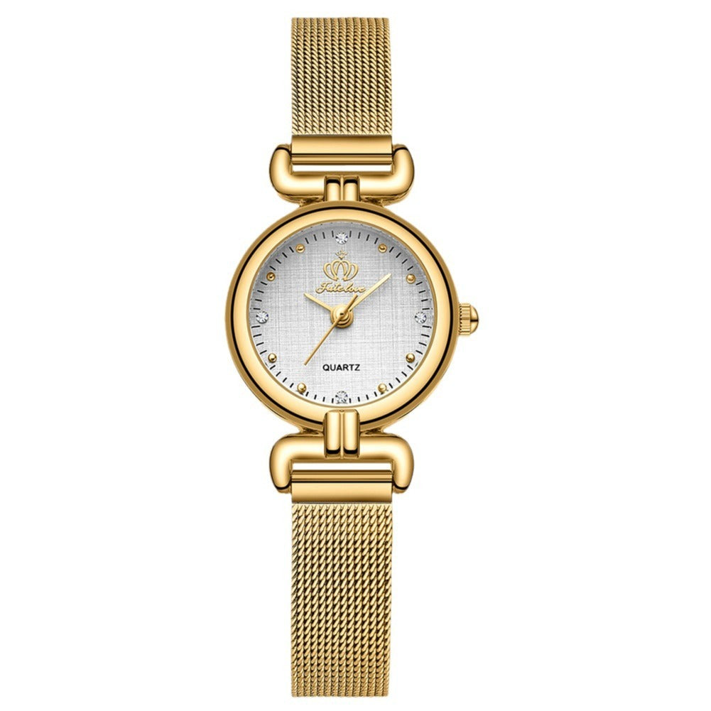 Damesstudent Trendy Quartz -horloge met mesh -keten