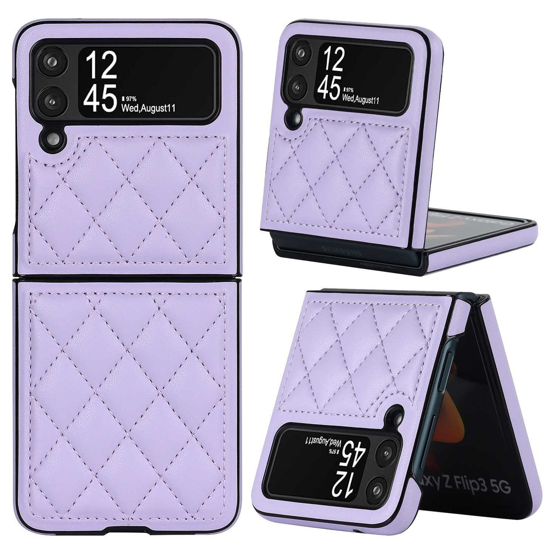 Foldable Screen Textured Lambskin Plaid Phone Case