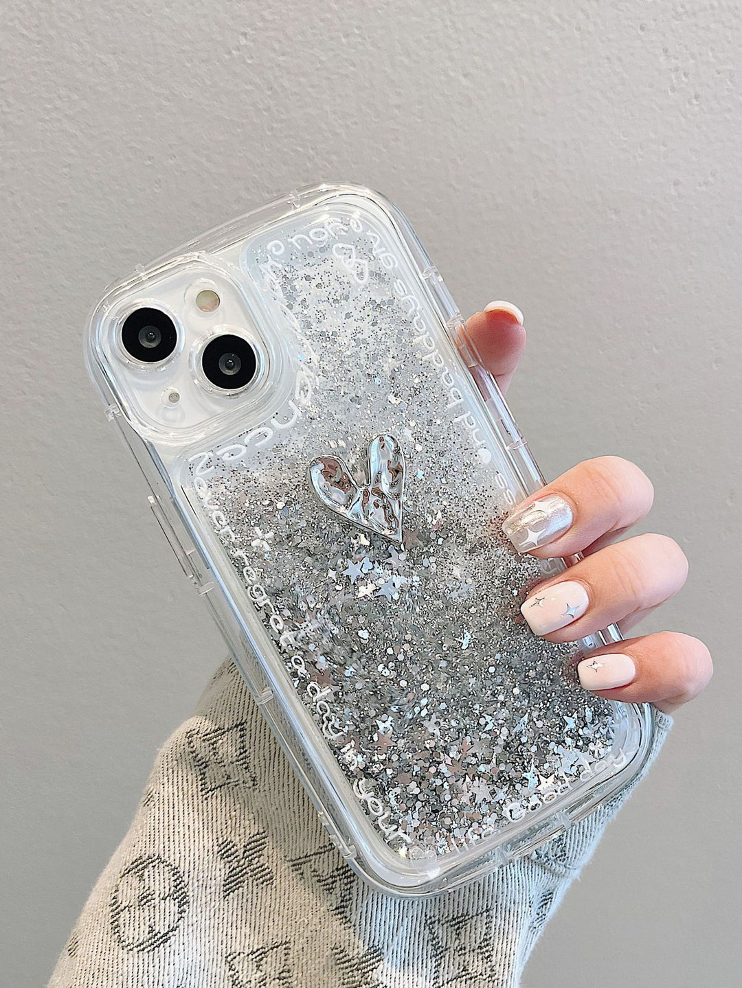 Silver Love Quicksand Shell Suitable For Phone Case