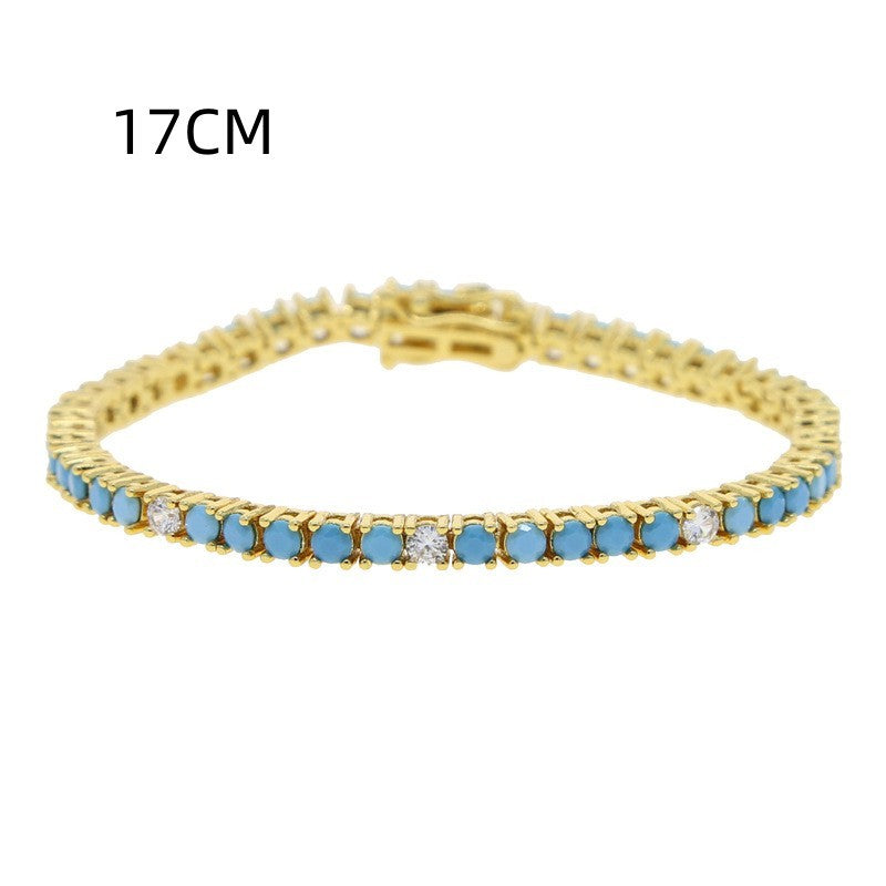 Chaîne de tennis turquoise Bracelet de zircon de mode simple