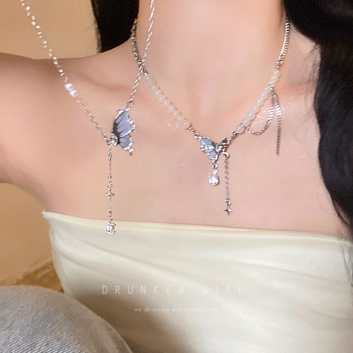 Butterfly Quastel Perlenkette Weibliche Schlüsselbeinkette