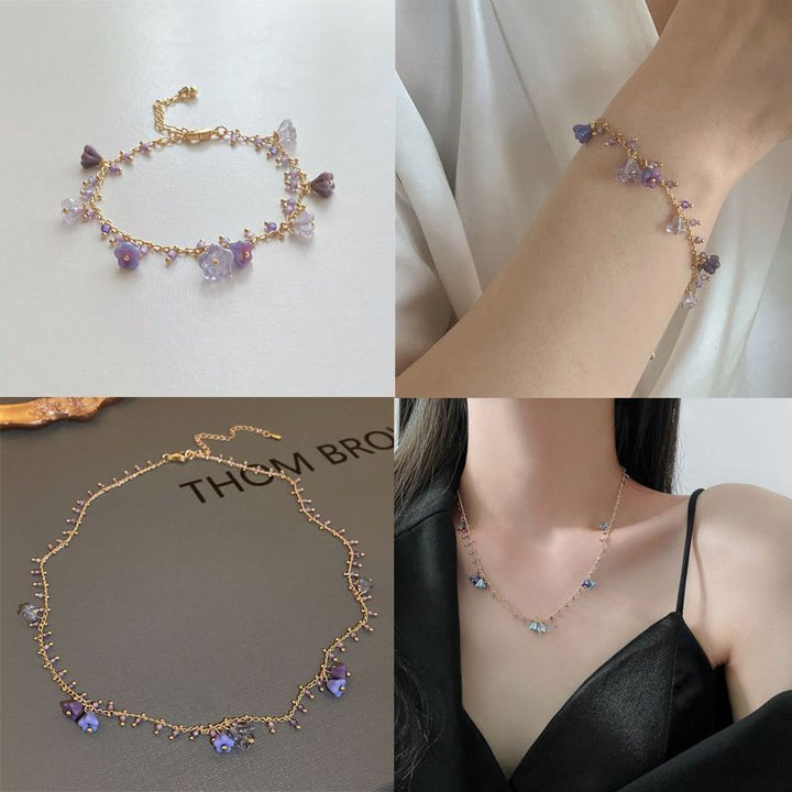 Bracelet à fleurs violettes mystérieuses à la mode