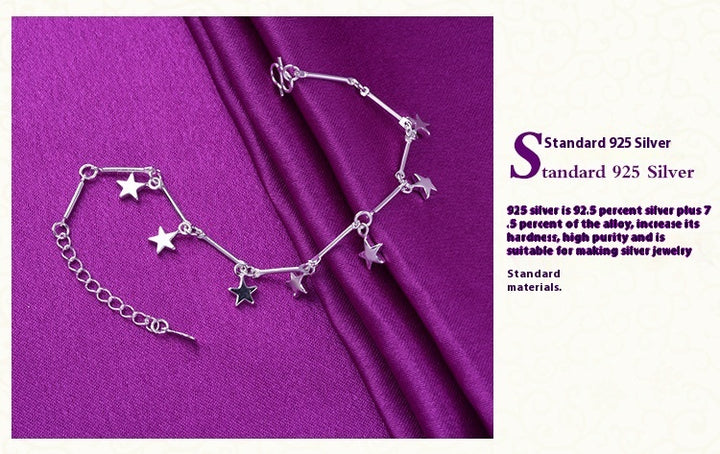 Frauen Silber-Fußkettchen-Bambus-Stern fünffacher stern silbertiertes Armband