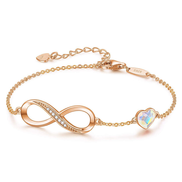 Classic Heart-shaped Zircon Eternal Bracelet Women's Unlimited Love Eight Words