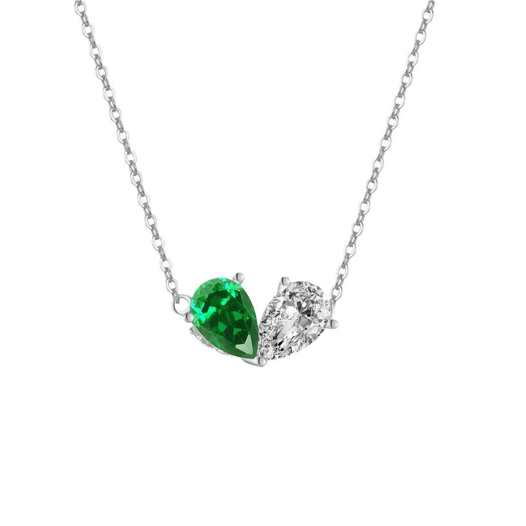 Sterling Silver Emerald Heart Pendant Necklace