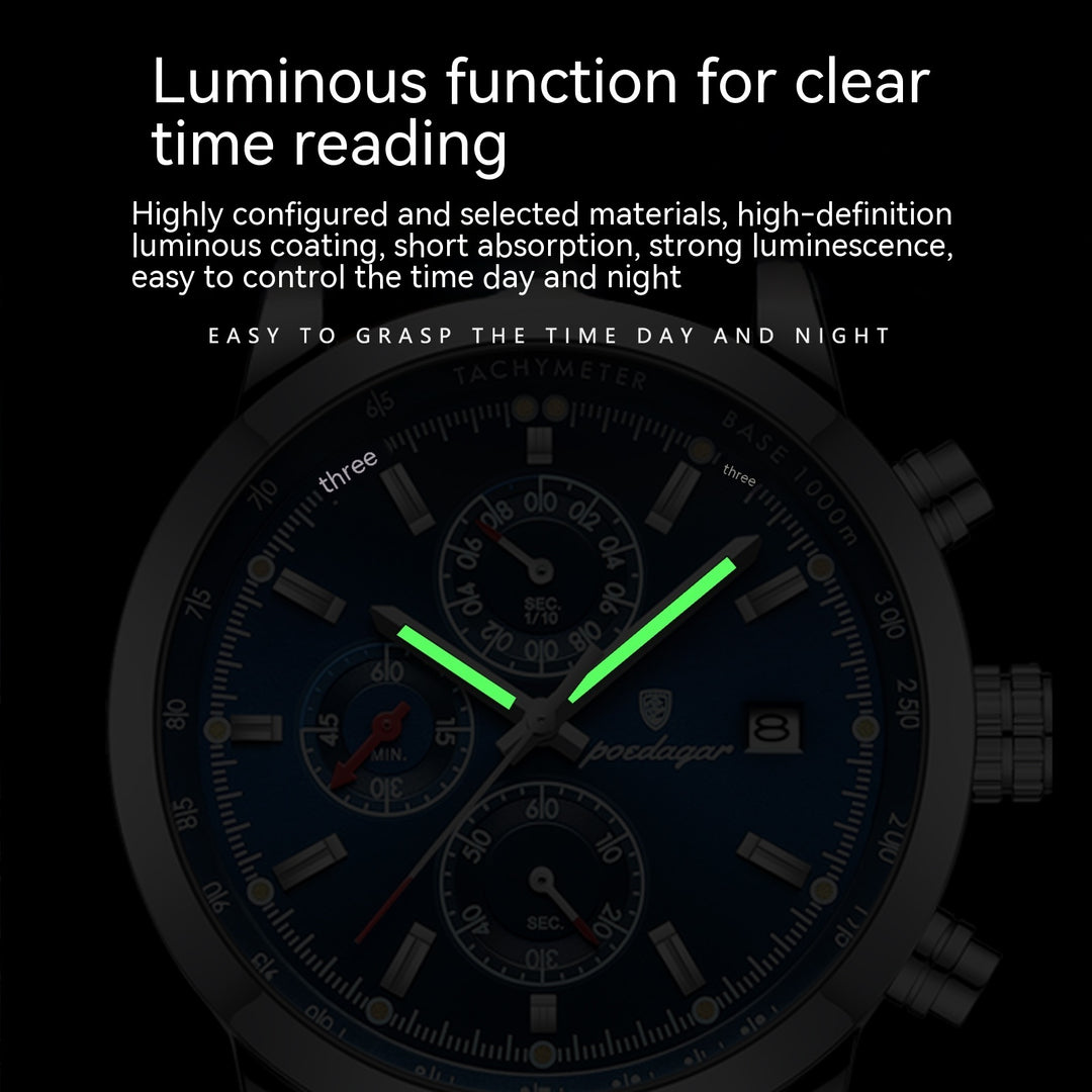 Reloj multifuncional de cuarzo deportivo para hombres impermeables