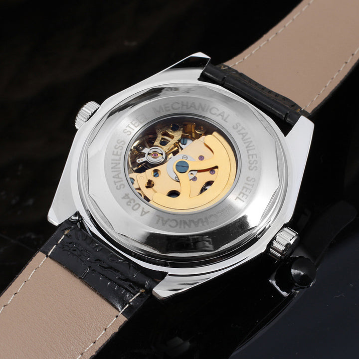 Herenbedrijf Casual Hollow-Out grote wijzerplaat Automatisch mechanisch horloge