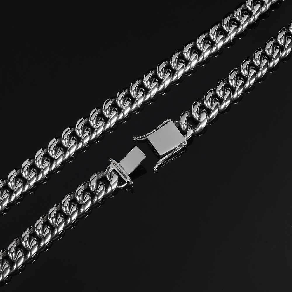 Ddiamante spenne rustfritt stål rund sliping Encryption Cuban Link Chain armbånd