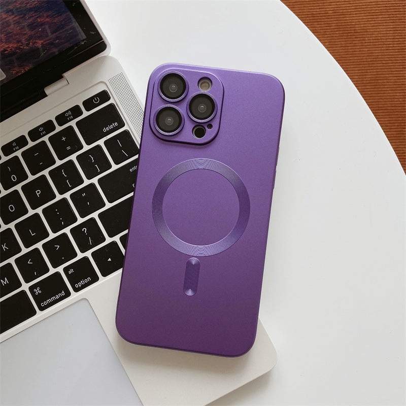 Magnetic Suction With Lens Film Electroplating Mobile Phone Case