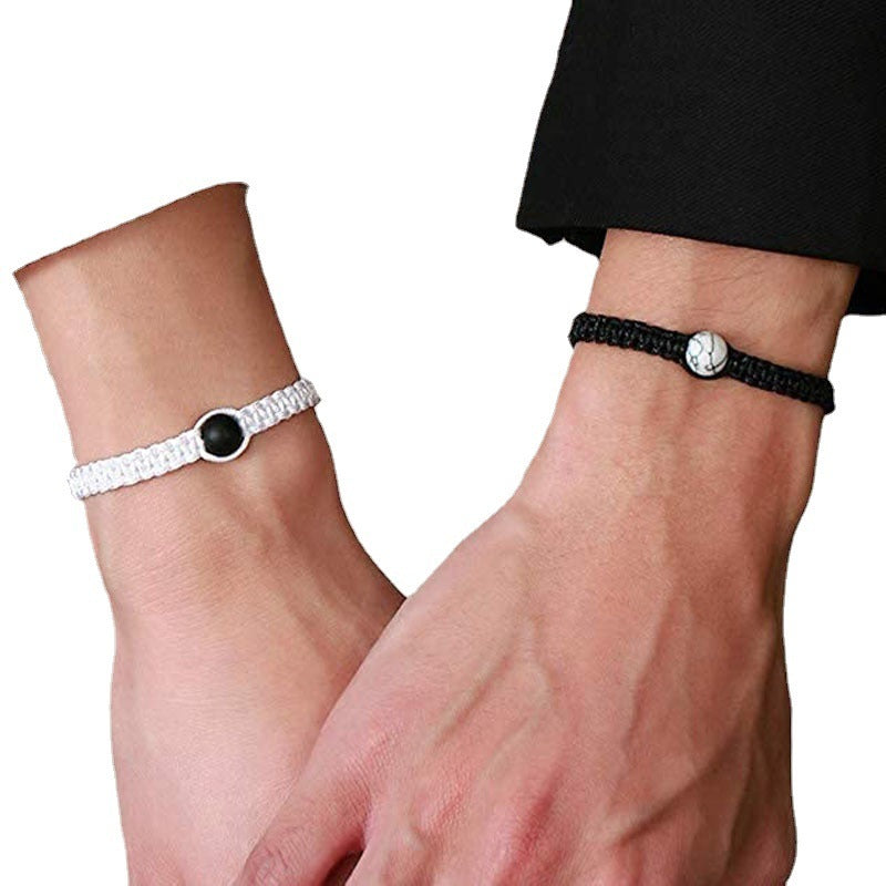 Черно -белая ниша браслет для пары ручной работы