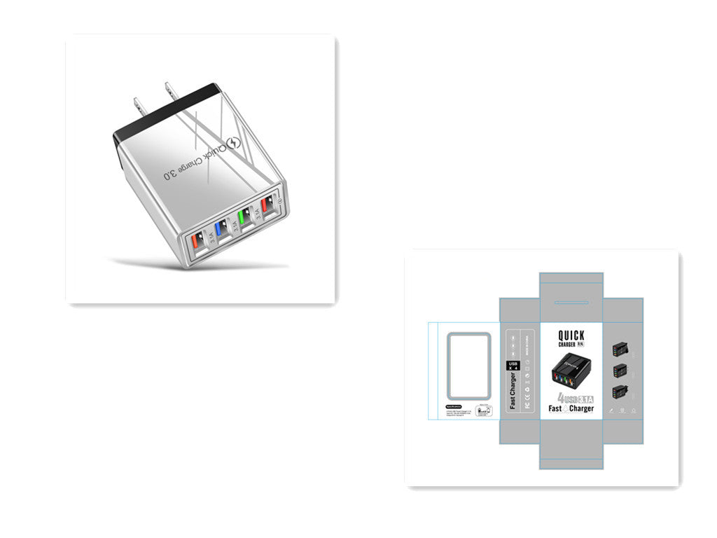 Chargeur USB Charge rapide 3.0 4 Adaptateur téléphonique pour la tablette Portable Mall Mobile Chargeur Fast Charger