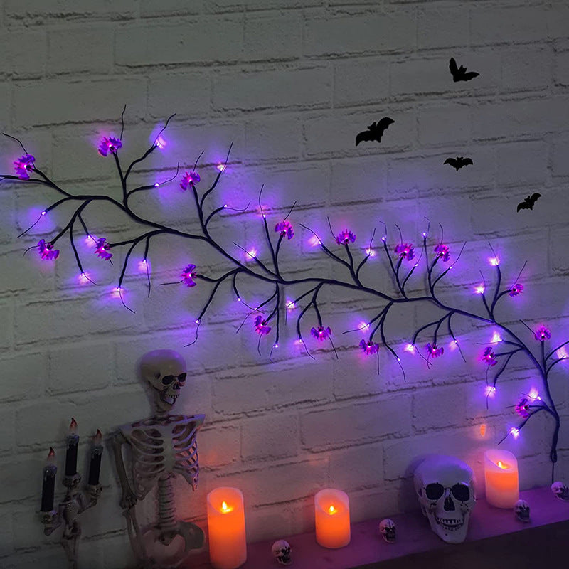 عيد الهالوين LED الصفصاف الكرمة سلسلة ضوء بارد الكرتون الخفافيش اليقطين الديكور للداخلية في الهواء الطلق ديكور المنزل للحفلات