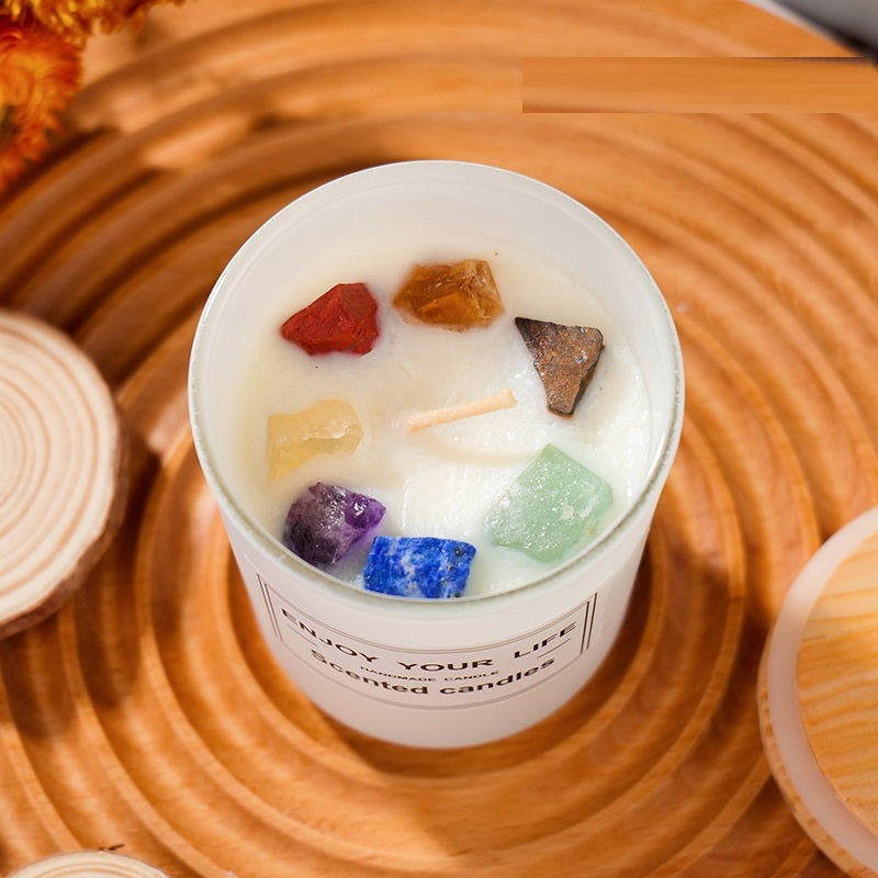 Natuurlijke kristalsteen aromatherapie kaarsen soja was wax rookloze kaarsen cadeaubokkist kersthand cadeau