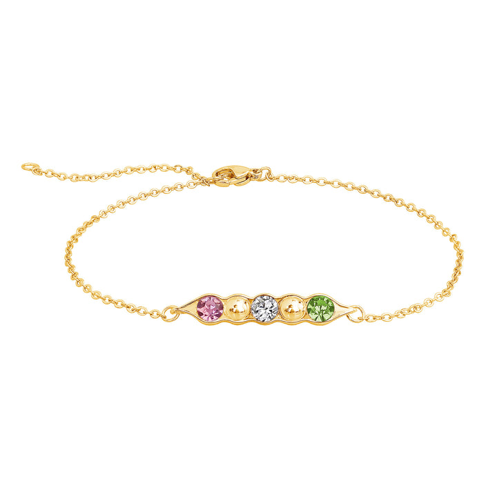 Fashion Pea Pod Female Diamond-Errusted 12-Color Birthstone Armband