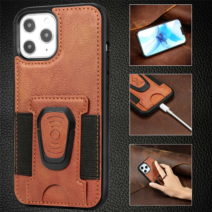 Ring Magnetic Snap Leather Phone Case
