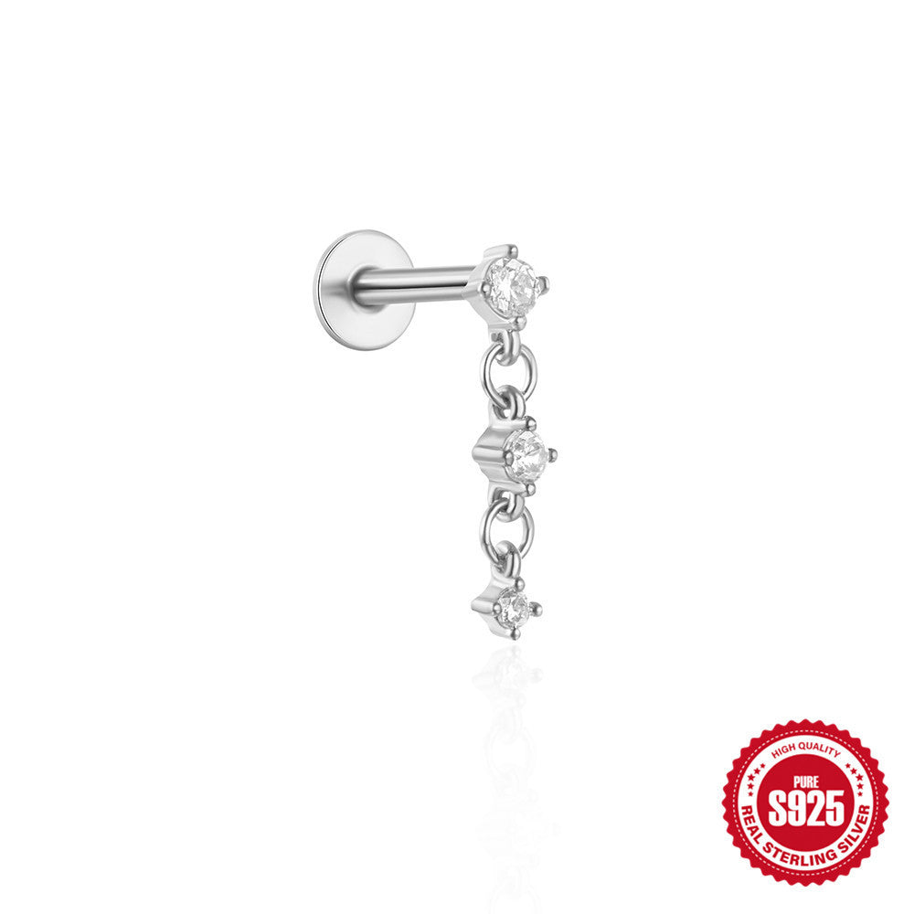 S925 Orecchini piercing alla moda di luna in argento sterling