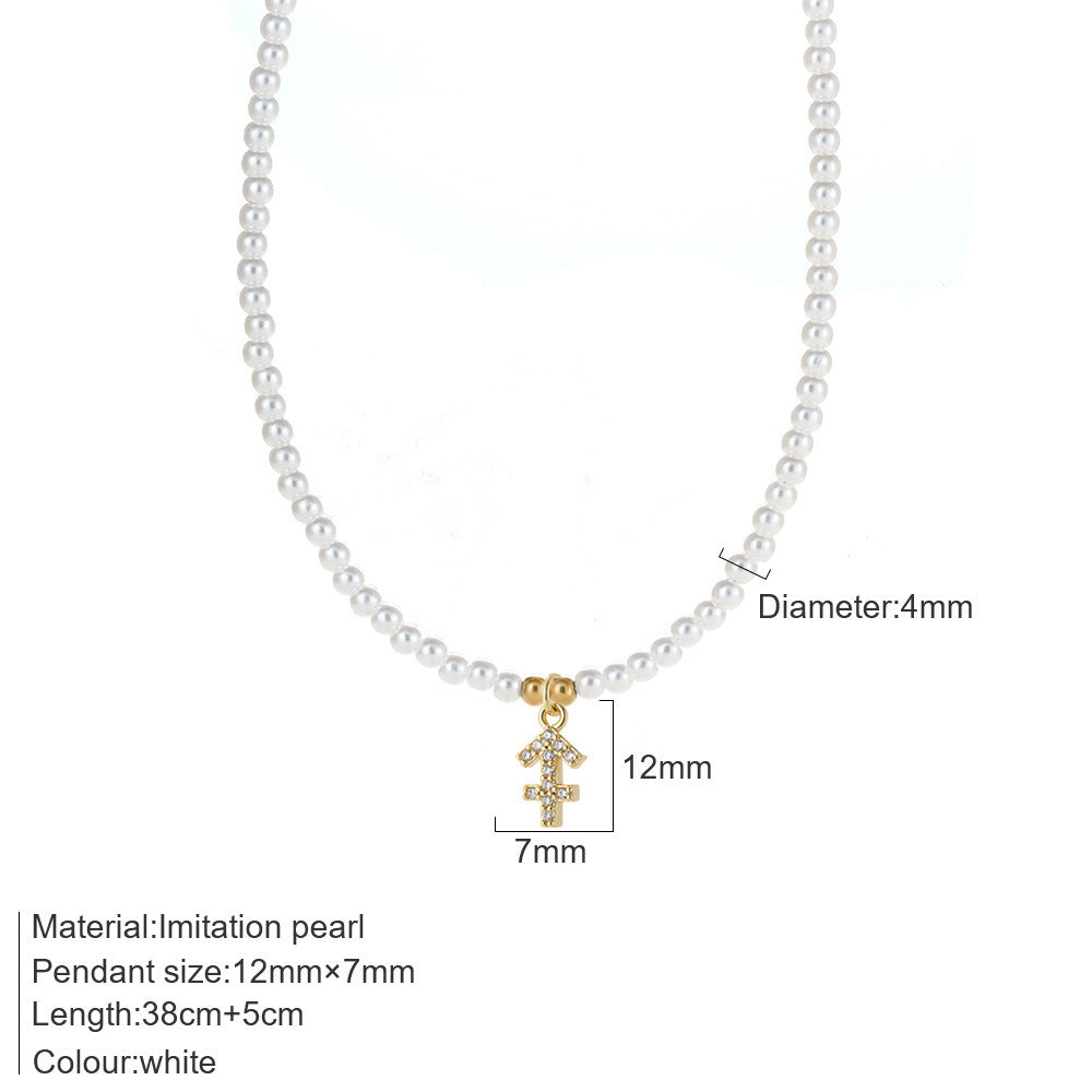 Collier de perle femelle 12 constellation pendentif tendance