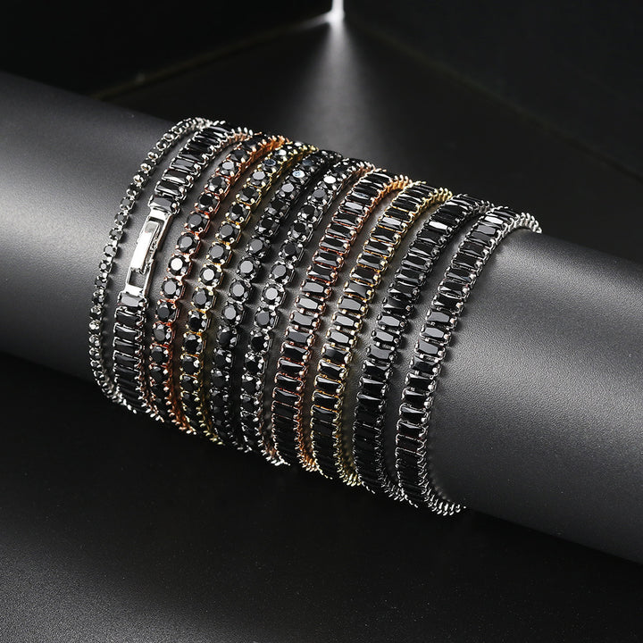 Pulsera de circón negro europeo y americano Pulsera de circón negro geométrico diamante completo