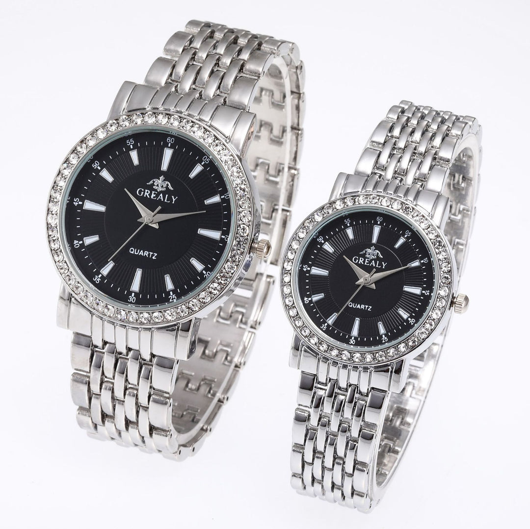 Couple Watch Men's Roman Scale Diamond-embedded Fashion Steel Belt Suit